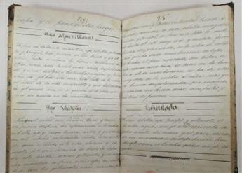 (MEXICAN COOKERY.) Ponce de Mendes, Luisa. Manuscript book of recipes titled Resetas de cosina.